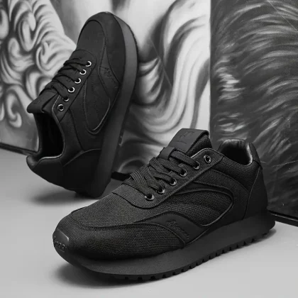 Men's Casual Sneakers - Low-Top Lace-Up Rubber Upper & Sole, EVA Cushioned Comfort