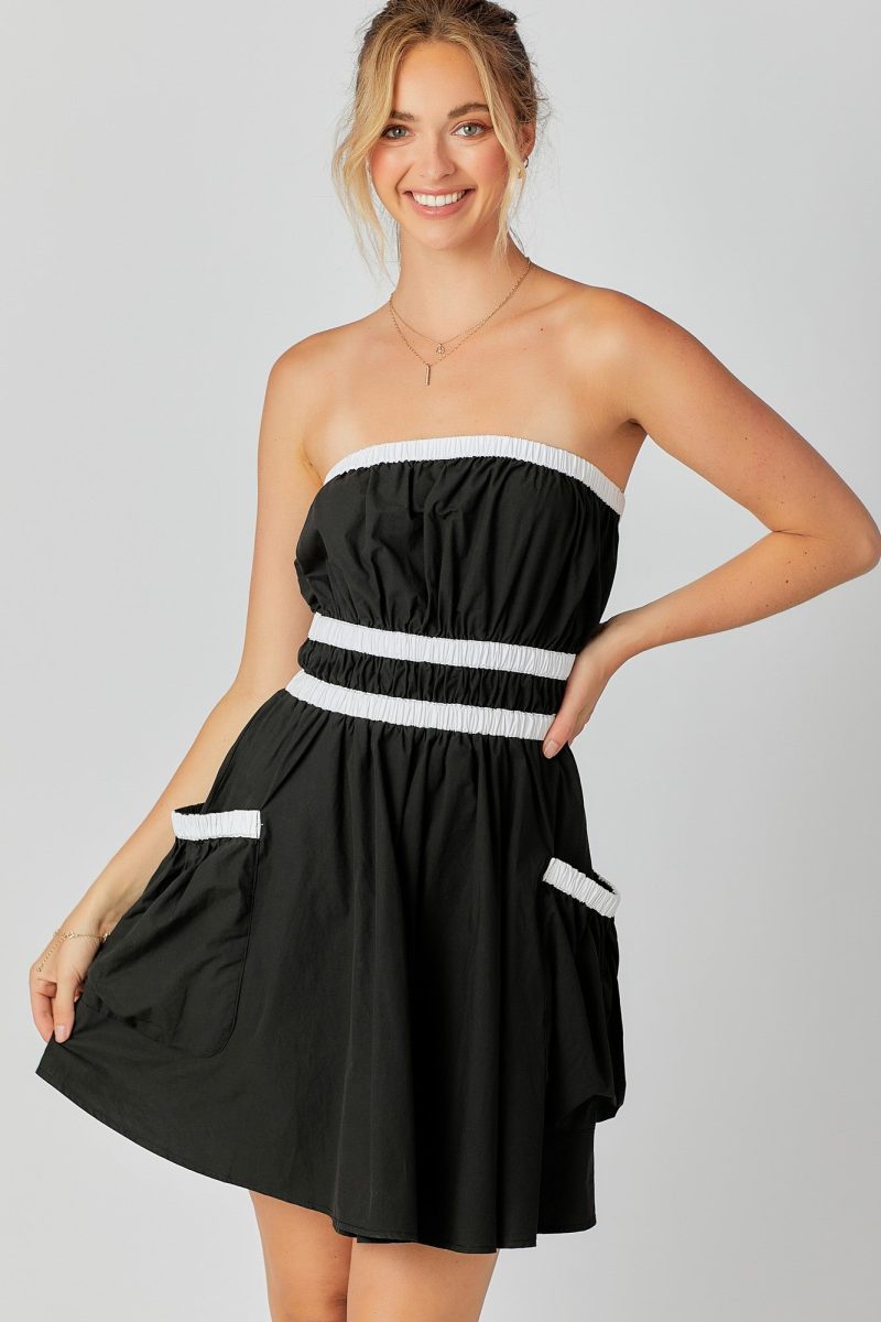 Contrast Gathered Over Sized Pocket Tube Dress - Image 8