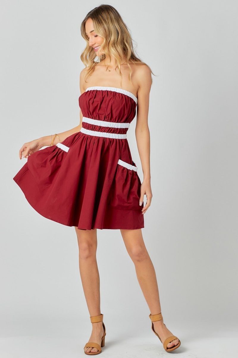 Contrast Gathered Over Sized Pocket Tube Dress - Image 5