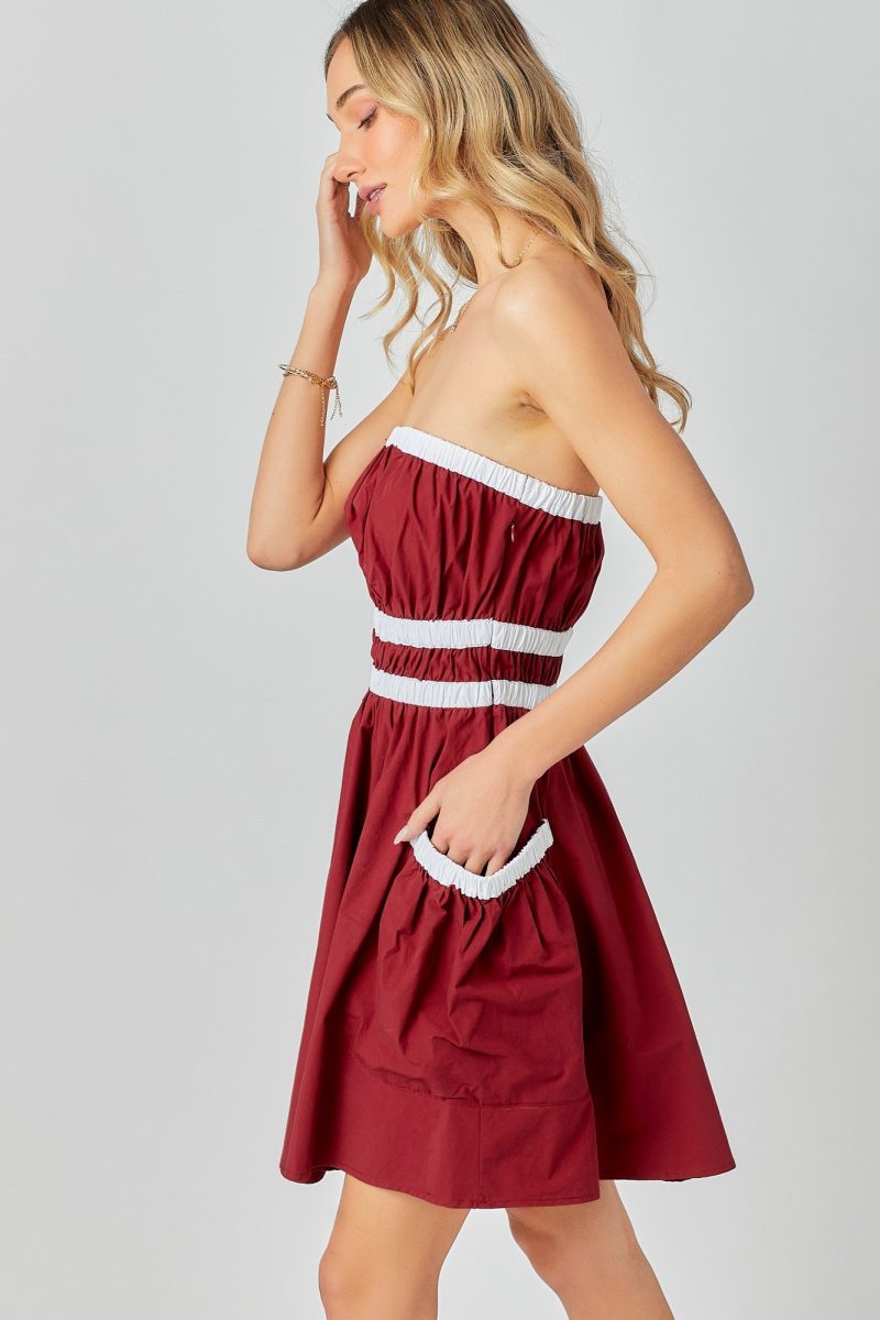 Contrast Gathered Over Sized Pocket Tube Dress - Image 6