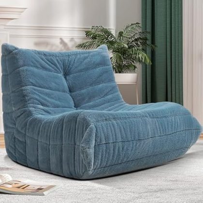 Bean Bag Chair Big Sofa BeanBag Chair for Adults Fireside Chair Bean Bag Lounger with Memory Foam Filled for Home,Apartment or Gaming Venue(Grey Plush)