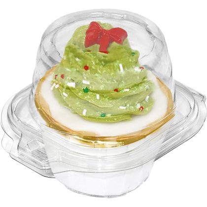 50 Pcs Individual Cupcake Containers, Clear Plastic Cupcake Holders with Lids, Spacious 3" Design for Frosted Cupcakes, Stackable & Reusable for Parties, Baking, Picnics