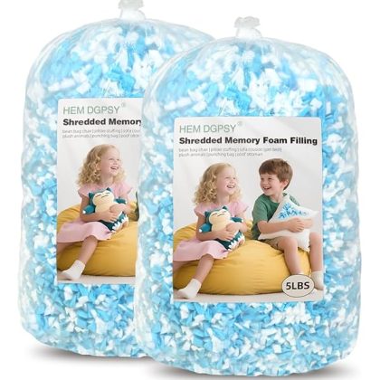 Bean Bag Filler,10lbs Shredded Memory Foam Filling, Added Gel Particles, Very Soft for Bean Bag, Couch Cushion, Dog Bed, Pillows and Art Crafts