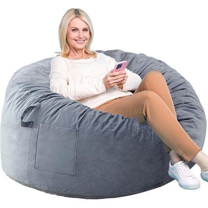 Bean Bag Chairs, Memory Foam Stuffing Bean Bag Chair for Adults/Teens/Kids, Velvet Lazy Sofa Furniture with Removable High-Rebound Memory Foam for Living Room Bedroom College Dorm