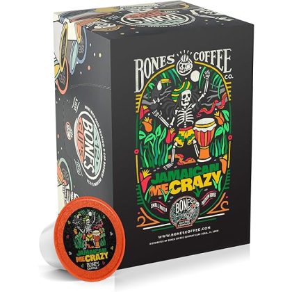 Flavored Coffee Bones Cups Jamaican Me Crazy Flavored Pods | 12ct Single-Serve Coffee Pods Compatible with Keurig 1.0 & 2.0 Keurig Coffee Maker