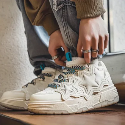 Men's Chunky Platform Sneakers - Elevated Sole Height Skate Shoes