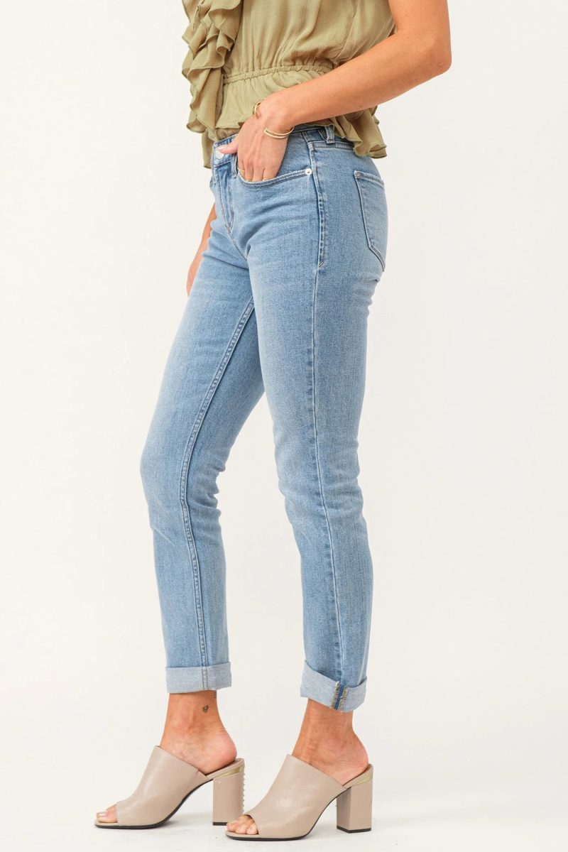 Blaire Mid Rise Cuffed Slim Straight Jeans - Image 3