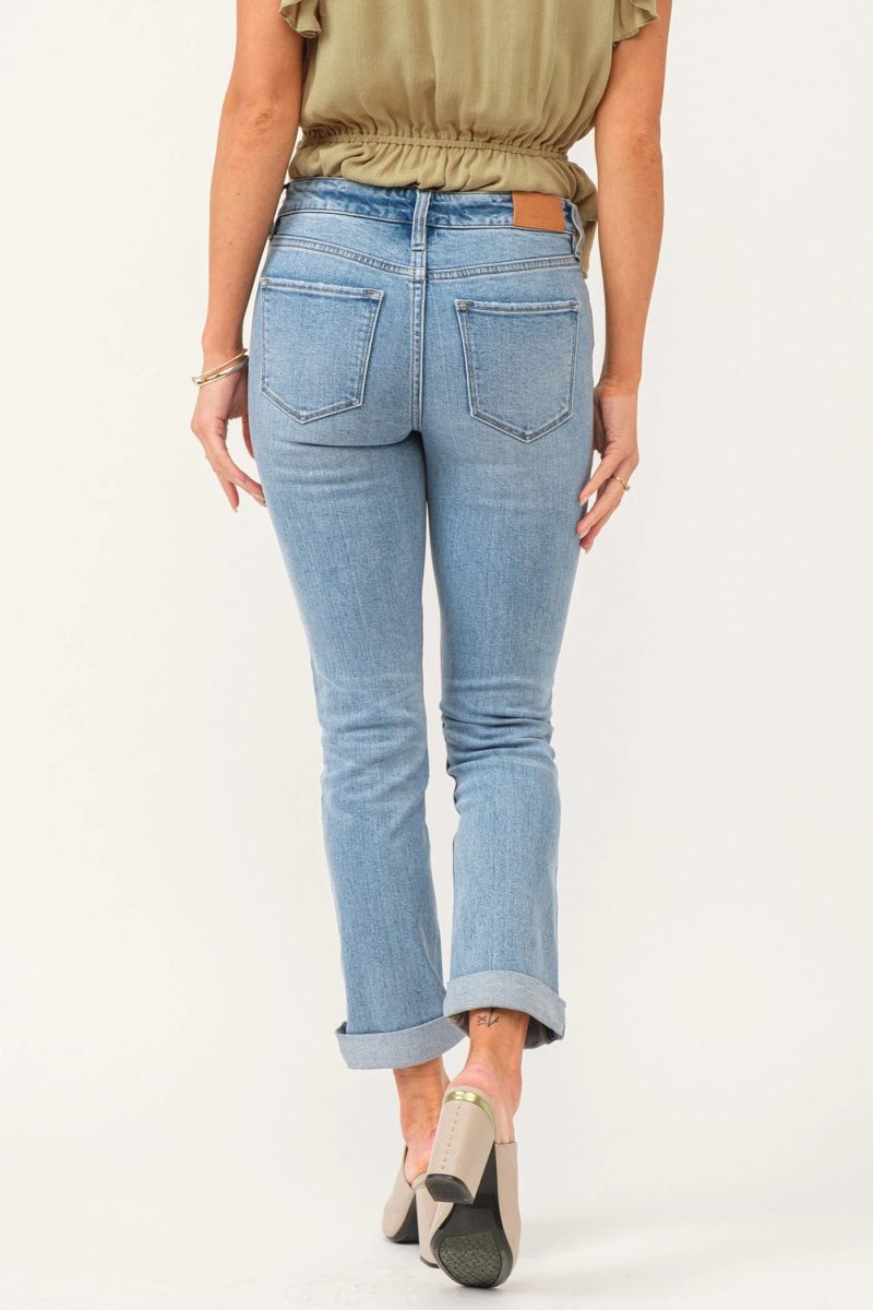 Blaire Mid Rise Cuffed Slim Straight Jeans - Image 4