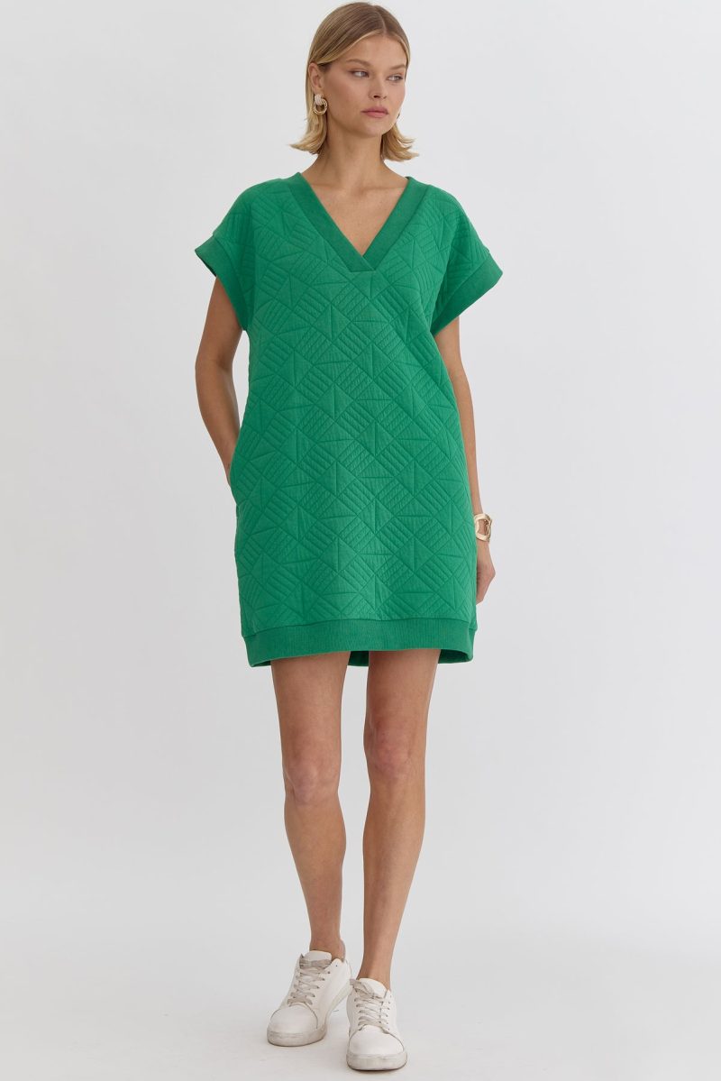 Textured V-Neck Mini Dress - Image 2