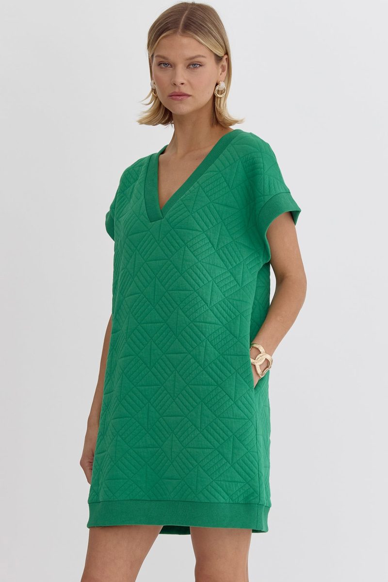 Textured V-Neck Mini Dress - Image 3