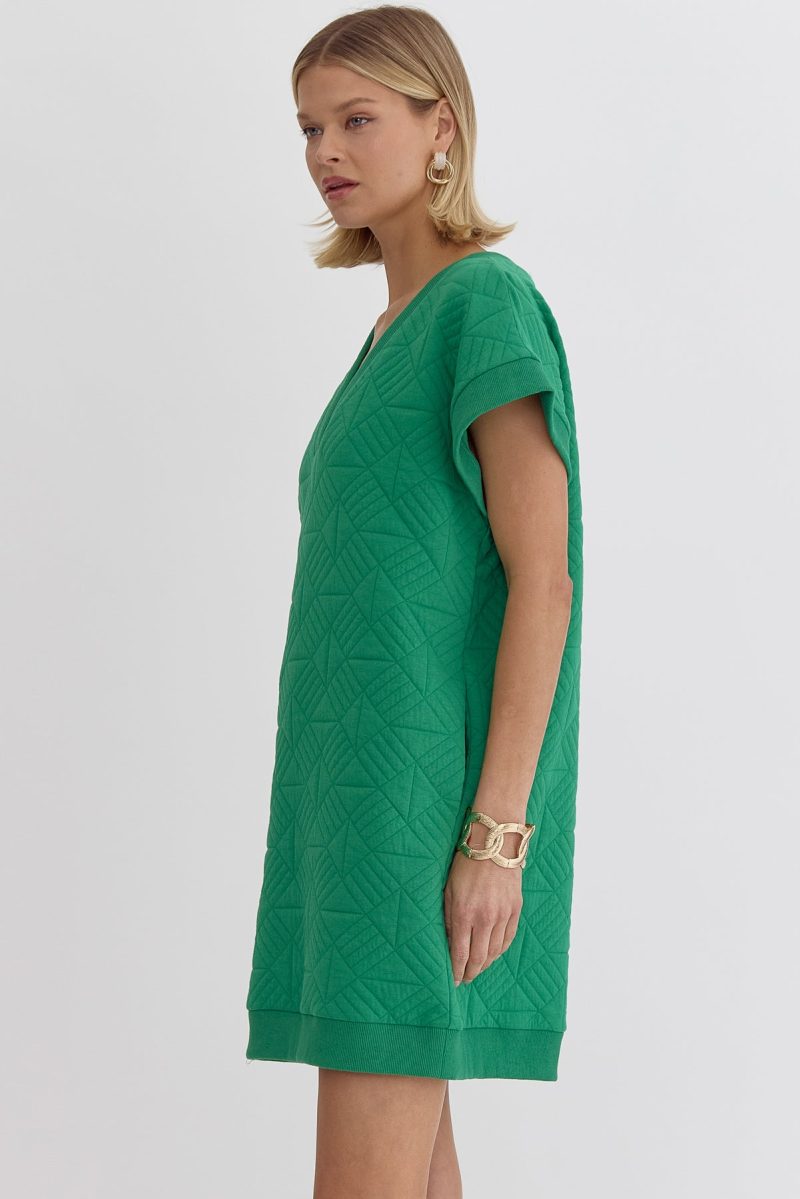 Textured V-Neck Mini Dress - Image 4