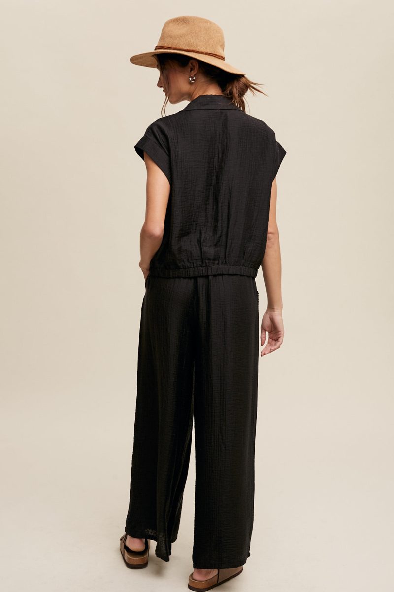 Button Down Top and Pleated Wide Leg Pants Set - Image 9