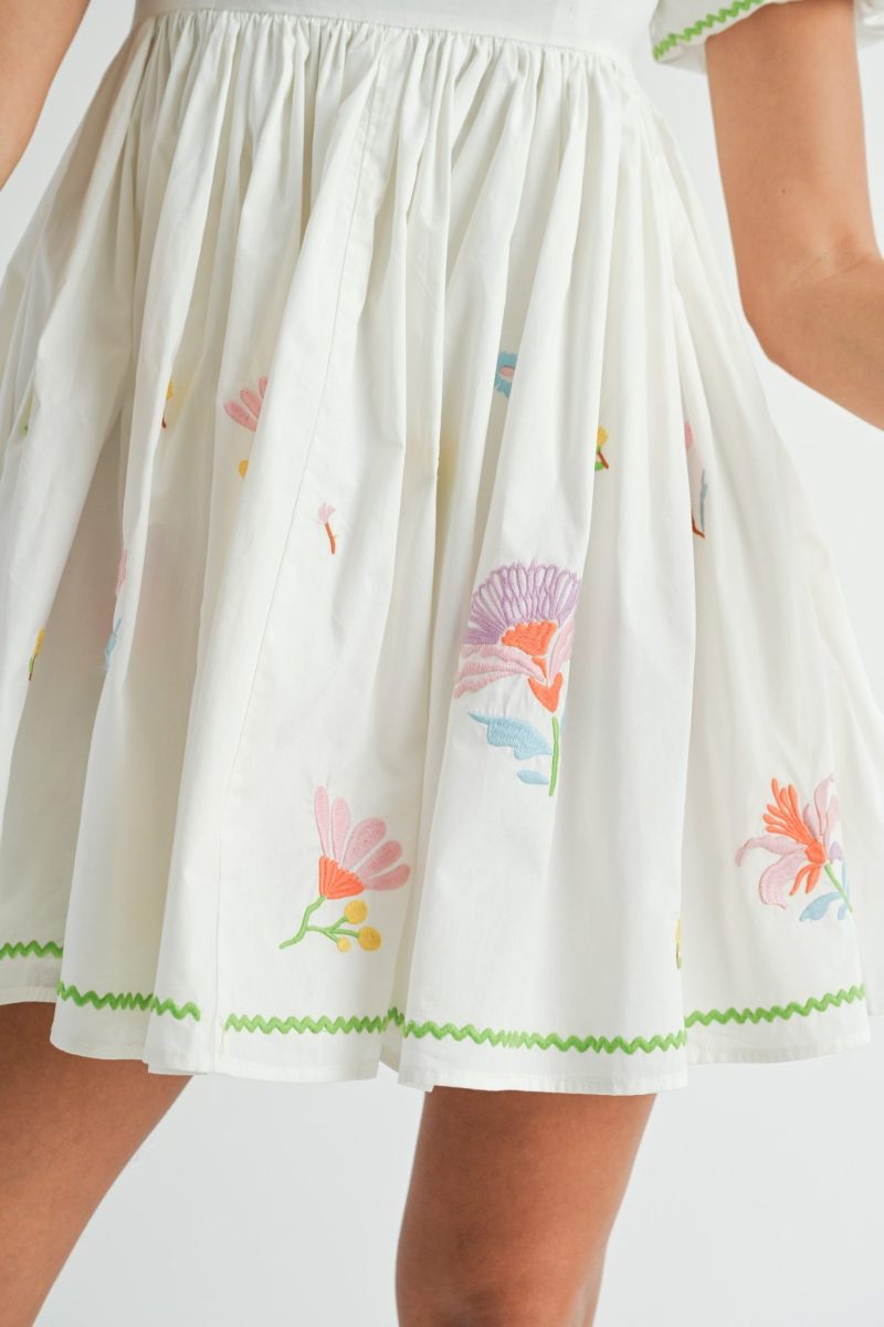 Embroidered Babydoll Mini Dress - Image 5