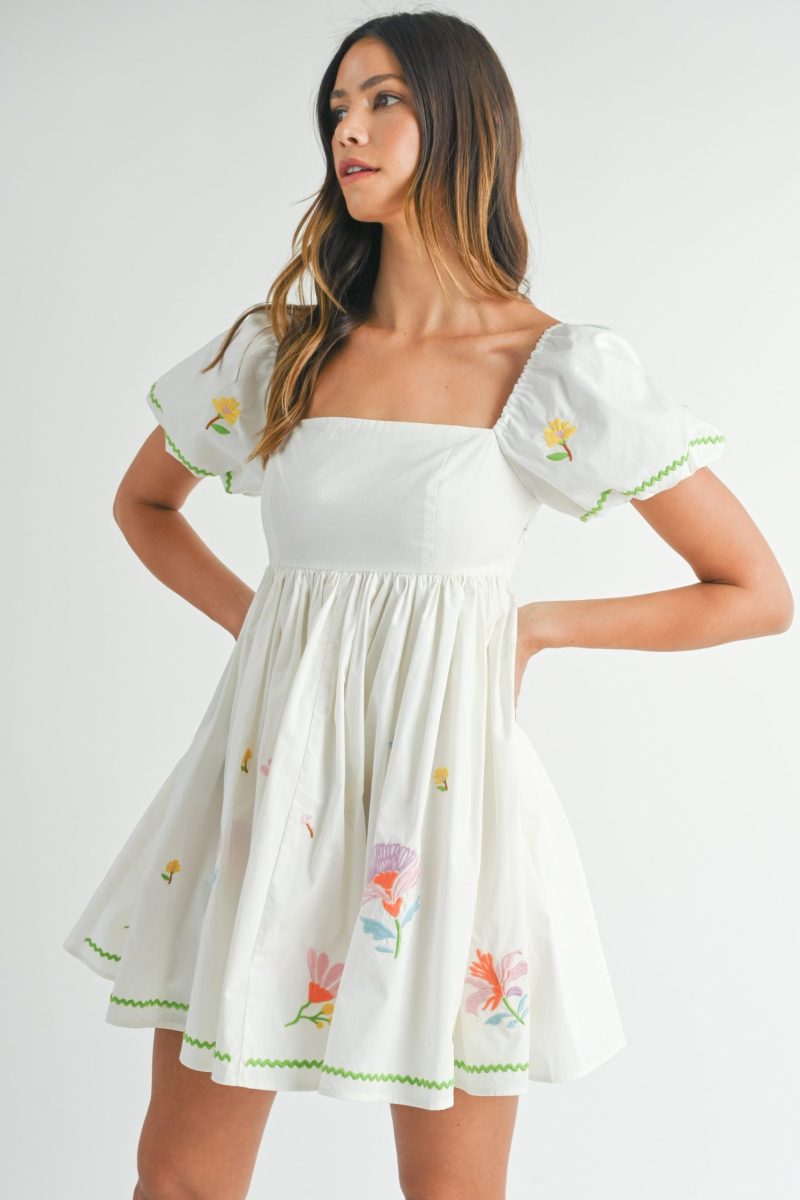 Embroidered Babydoll Mini Dress - Image 6