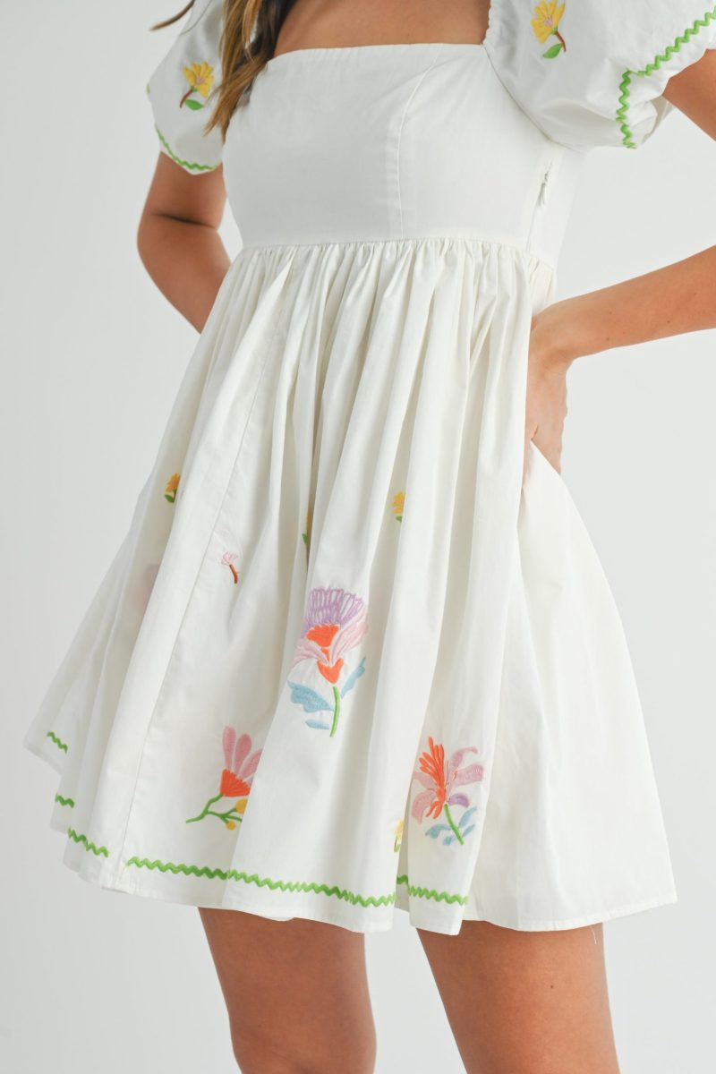 Embroidered Babydoll Mini Dress - Image 7