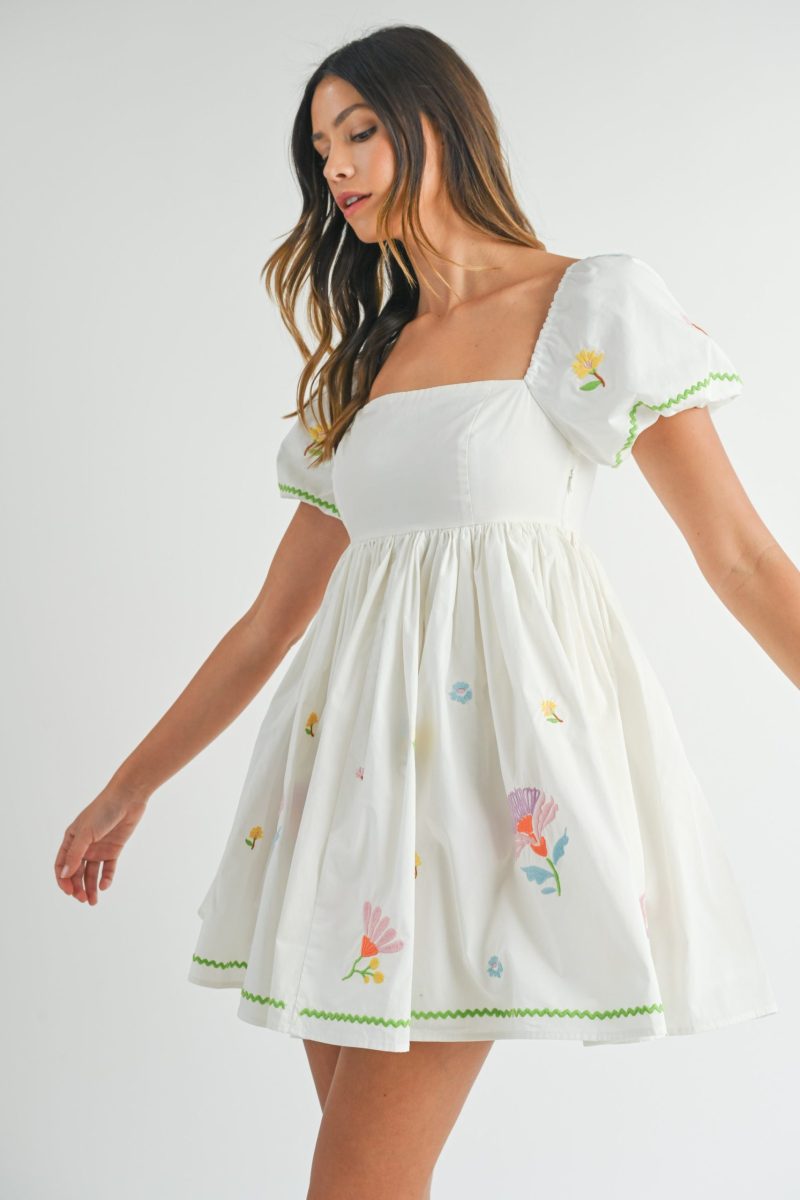 Embroidered Babydoll Mini Dress - Image 8