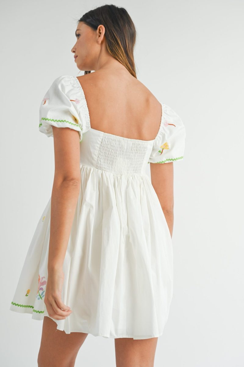 Embroidered Babydoll Mini Dress - Image 9