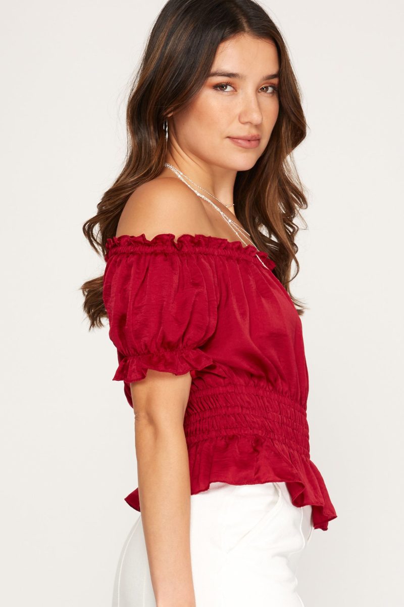 Off The Shoulder Satin Top - Image 3
