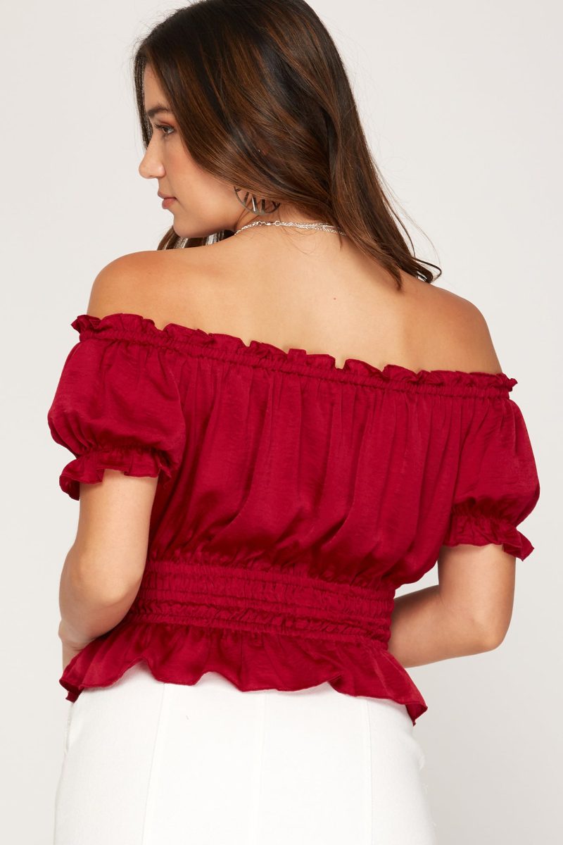 Off The Shoulder Satin Top - Image 4