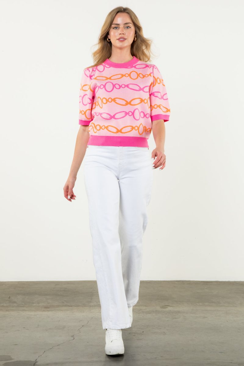 Chain Print Short Sleeve Sweater - Image 3