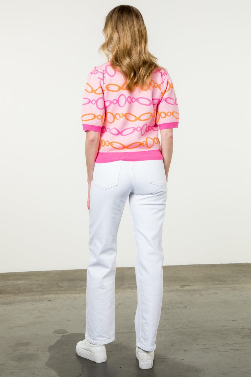 Chain Print Short Sleeve Sweater - Image 12