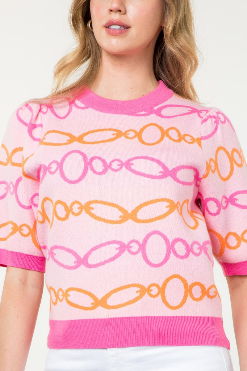 Chain Print Short Sleeve Sweater - Image 7
