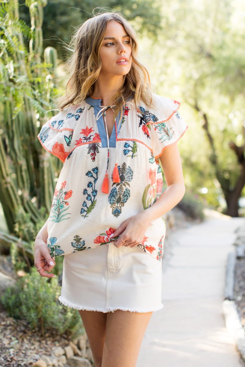 Flutter Sleeve Floral Print Top - Image 2