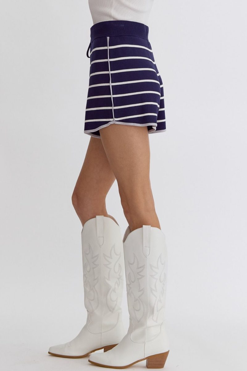 High Waisted Striped Knit Shorts - Image 5