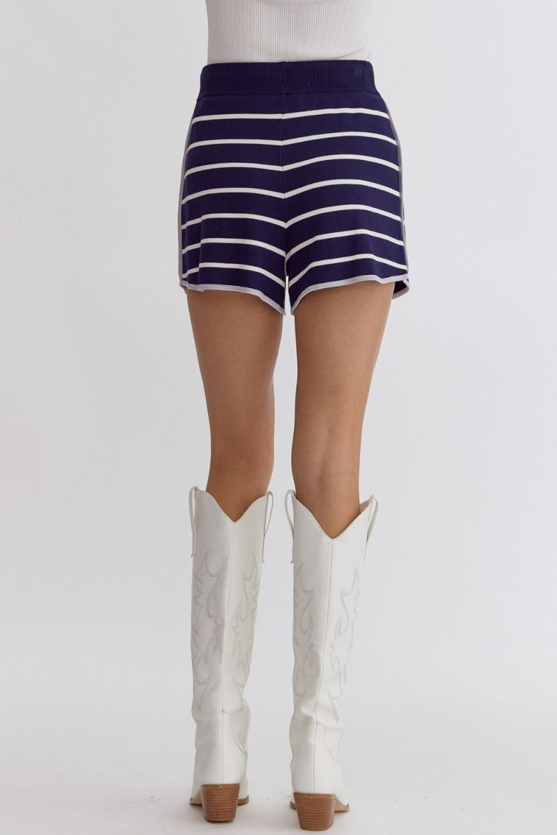 High Waisted Striped Knit Shorts - Image 7