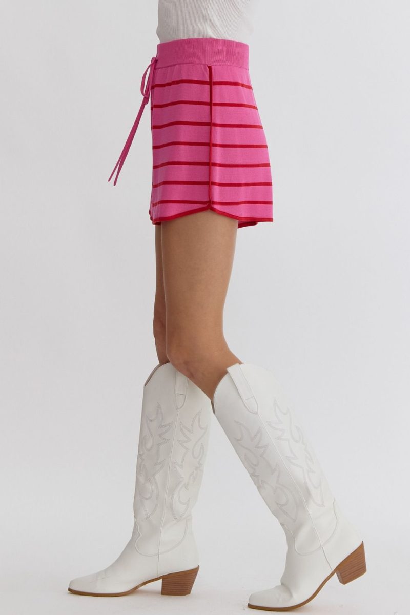 High Waisted Striped Knit Shorts - Image 14
