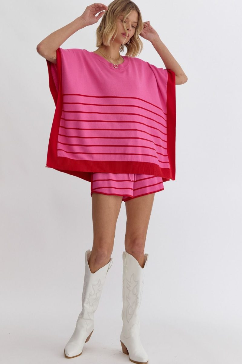 High Waisted Striped Knit Shorts - Image 9