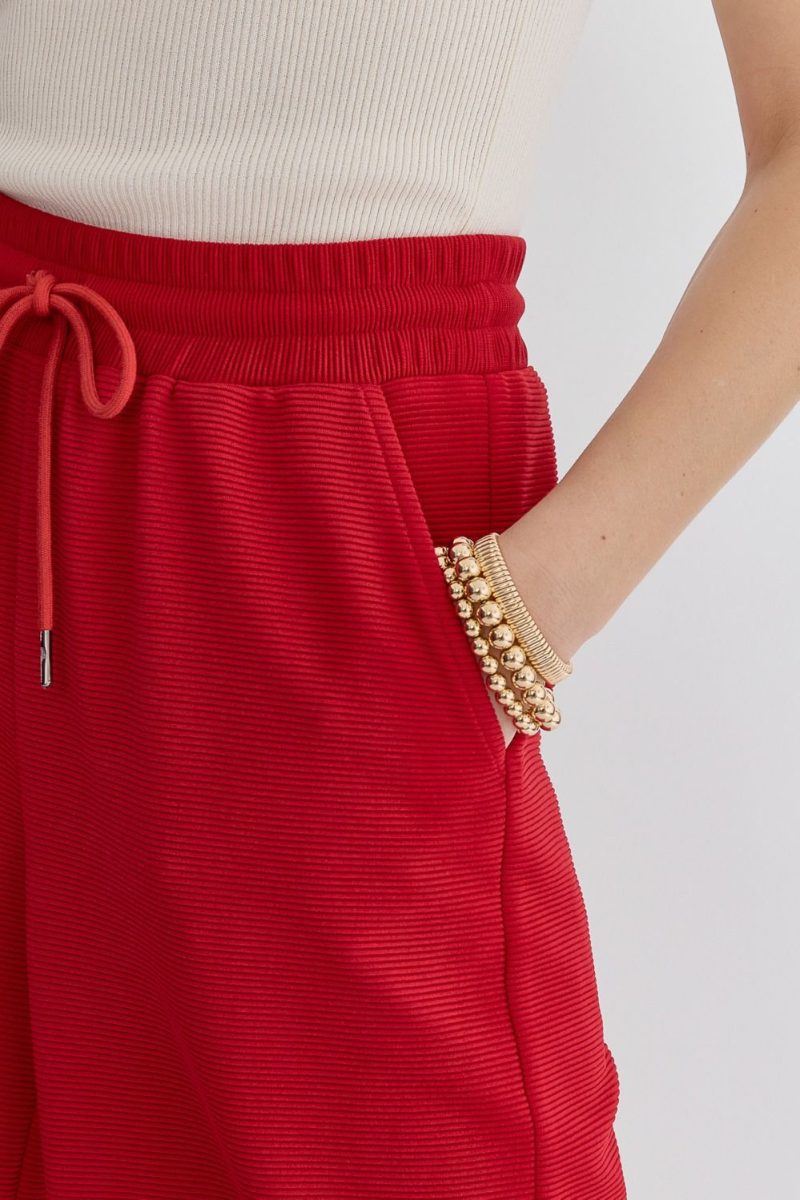 Textured High Waisted Wide Leg Pants With Ruffle Sleeve Top Set - Image 17