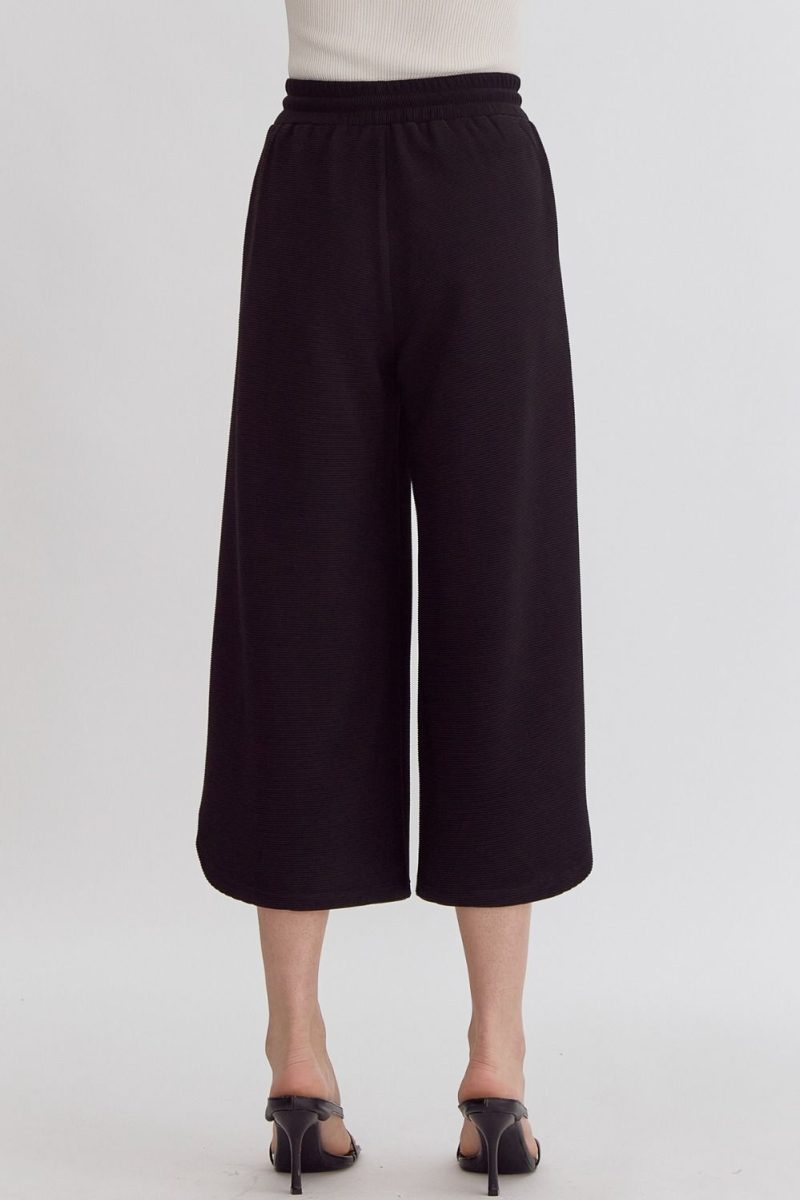 Textured High Waisted Wide Leg Pants With Ruffle Sleeve Top Set - Image 7