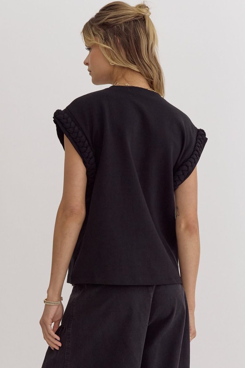 Solid Round Neck Cap Sleeve Top - Image 6