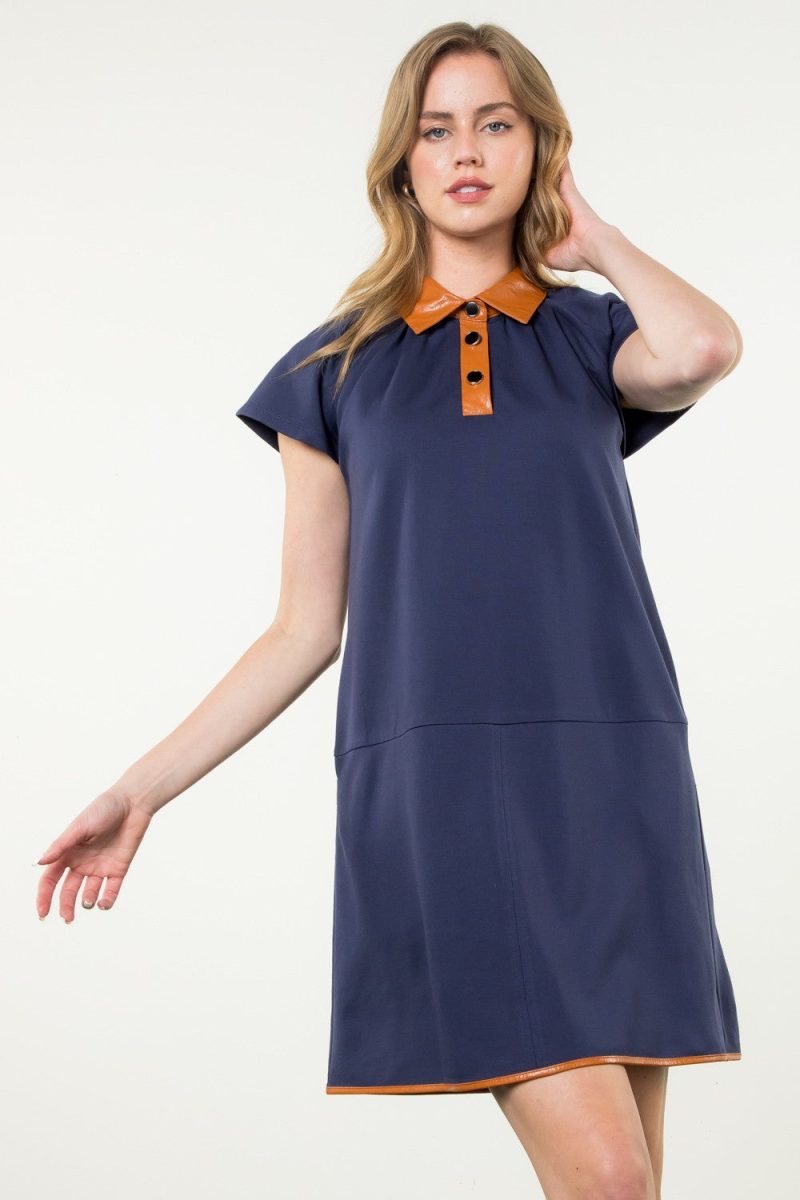 Collared Short Sleeve Midi Dress - Image 10