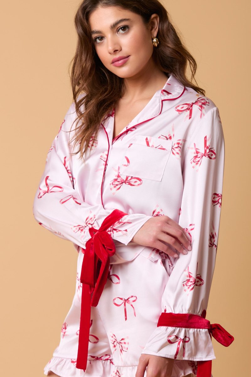 Satin Bow Pajama Set - Image 2