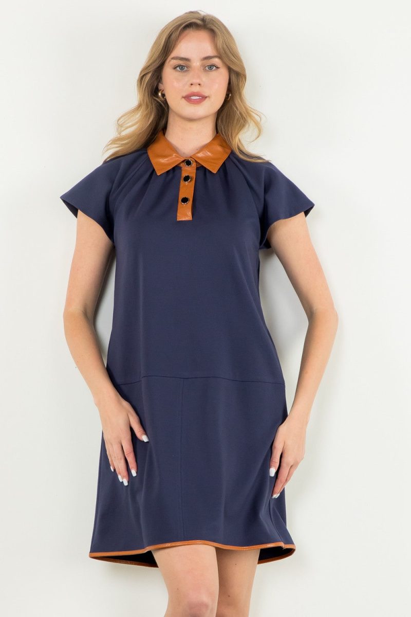 Collared Short Sleeve Midi Dress - Image 6