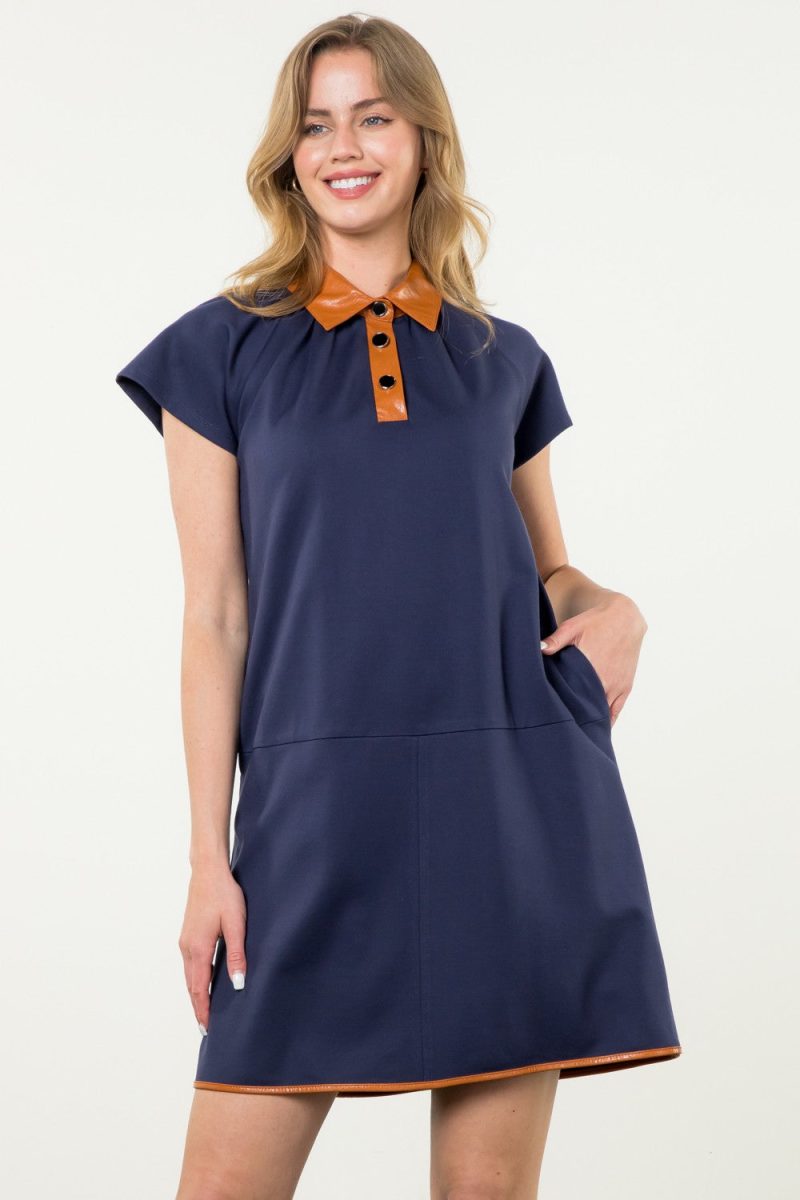 Collared Short Sleeve Midi Dress - Image 7
