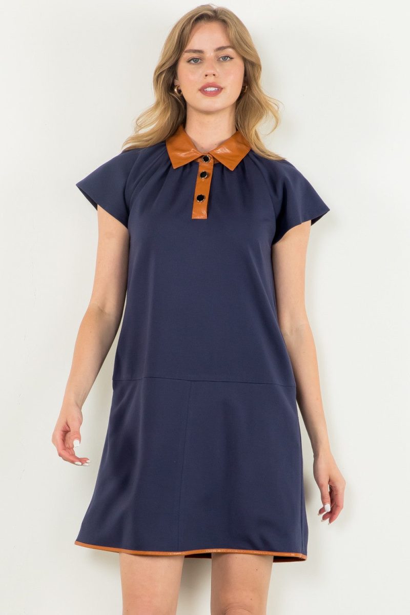 Collared Short Sleeve Midi Dress - Image 9